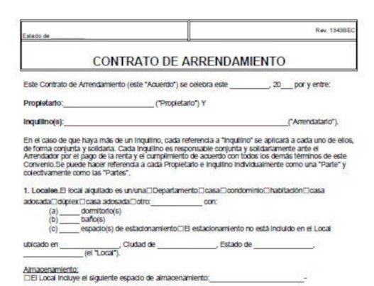 Scanned Spanish rental contract — before translation